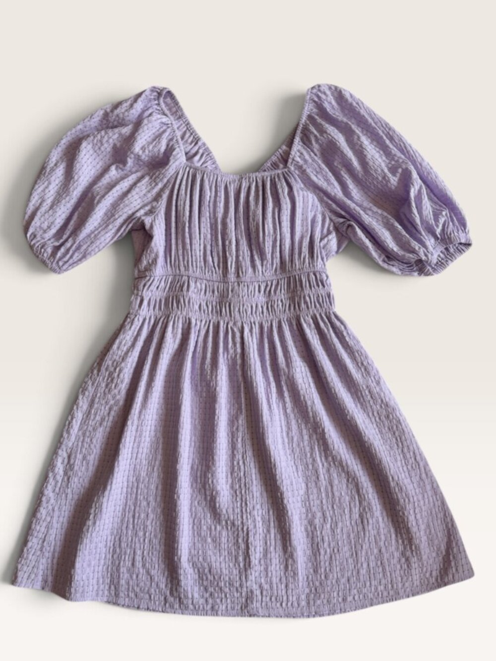 Puff-Sleeve Smocked Mini Dress
